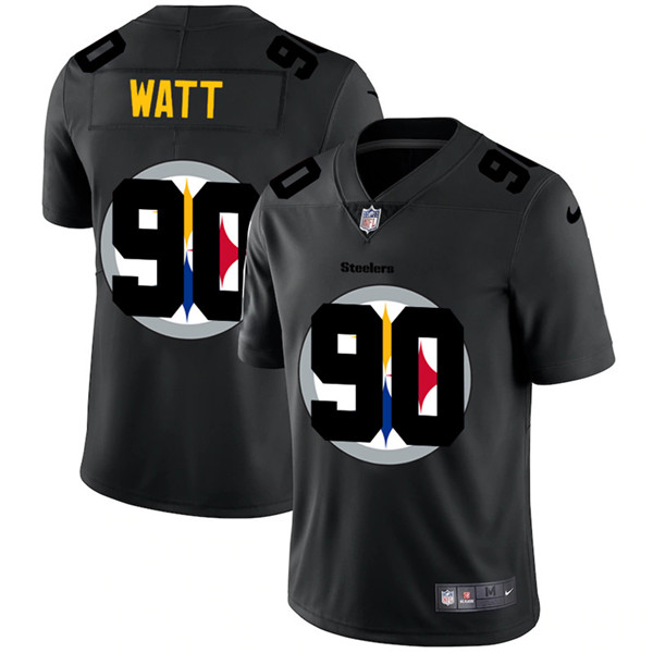 Men's Pittsburgh Steelers #90 T. J. Watt 2020 Black Shadow Logo Limited Stitched NFL Jersey